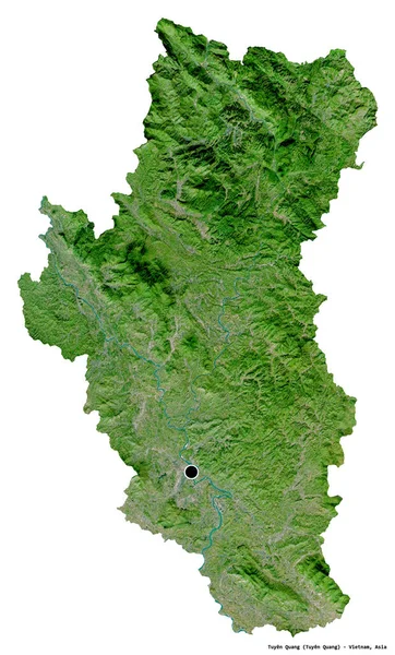 白の背景にその資本金で ベトナムの省Tuyenクアンクアンの形状 衛星画像 3Dレンダリング — ストック写真