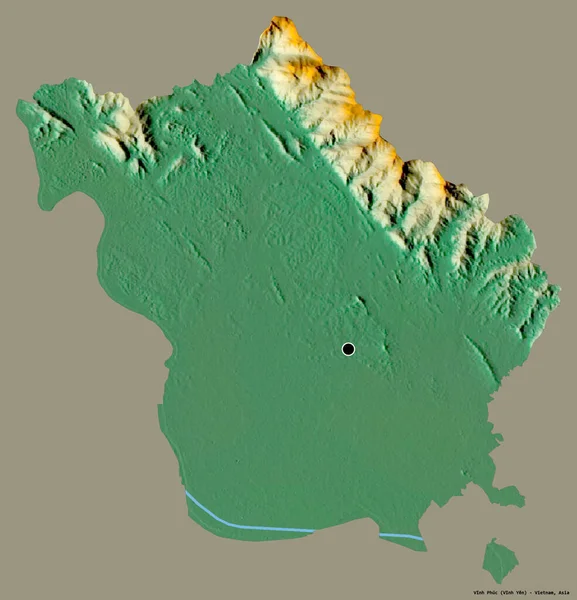 越南文虎省文虎市的形状 其首都以纯色背景隔离 地形浮雕图 3D渲染 — 图库照片