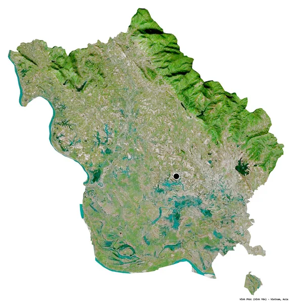 越南文省文赫省的形状 其首都被白色背景隔离 卫星图像 3D渲染 — 图库照片