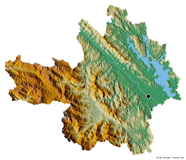 Vietnam 'ın başkenti Yen Bai' nin beyaz arka planda izole edilmiş hali. Topografik yardım haritası. 3B görüntüleme