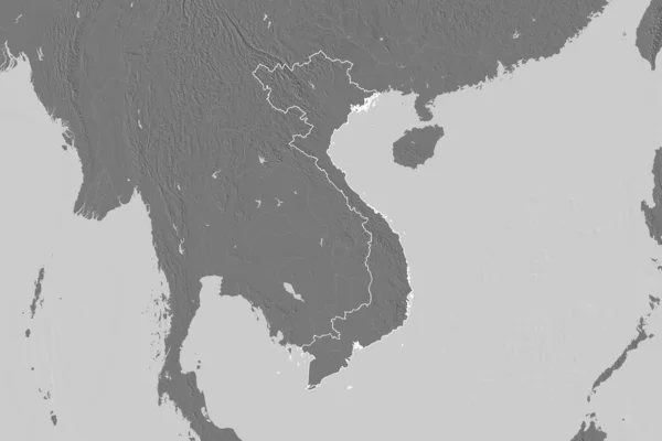 Área Estendida Vietnã Delineado Mapa Elevação Bilevel Renderização — Fotografia de Stock