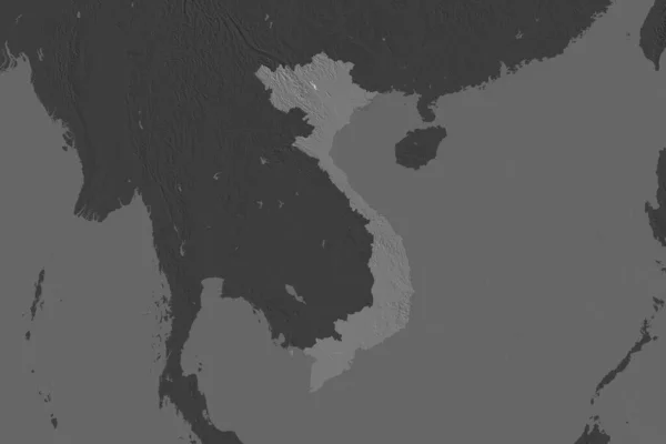 Forma Vietnam Separada Por Desaturación Las Áreas Vecinas Mapa Elevación — Foto de Stock