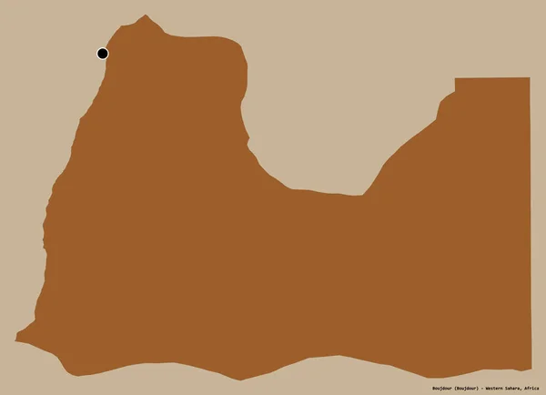 西サハラのブジュドゥール州の形で その首都はしっかりとした色の背景に隔離されています パターン化されたテクスチャの構成 3Dレンダリング — ストック写真