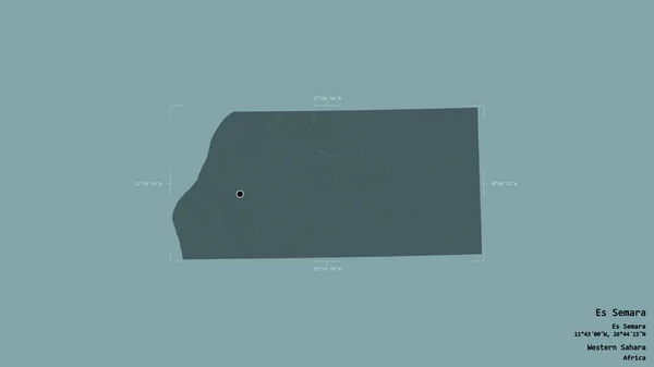 西撒哈拉省Es Semara地区 在一个地理参照框的坚实背景上被隔离 彩色高程图 3D渲染 — 图库照片
