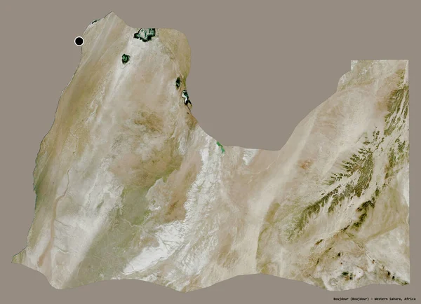 西撒哈拉省Boujdour的形状 其首都用纯色背景隔开 卫星图像 3D渲染 — 图库照片