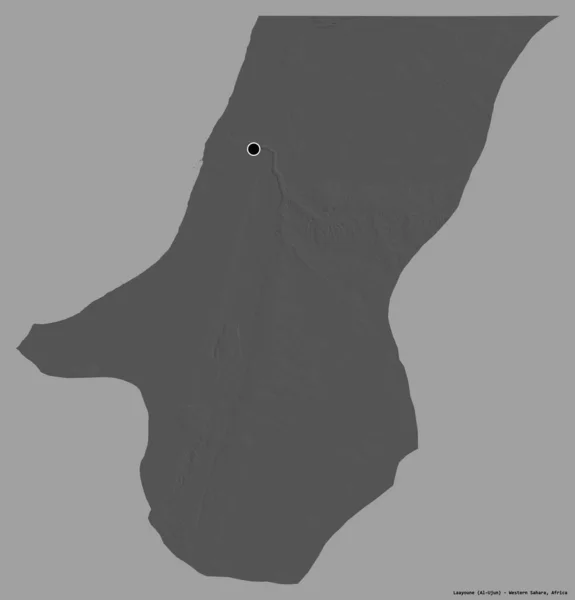 西サハラの州 レイヨーンの形は その首都はしっかりとした色の背景に隔離されています 標高マップ 3Dレンダリング — ストック写真