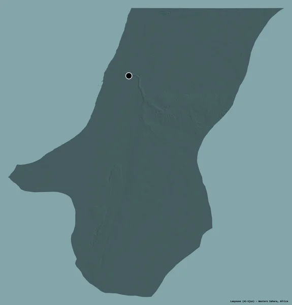 西サハラの州 レイヨーンの形は その首都はしっかりとした色の背景に隔離されています 色の標高マップ 3Dレンダリング — ストック写真