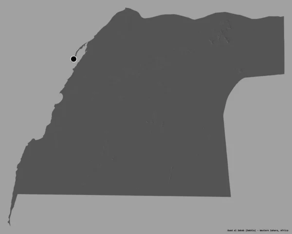 Shape Oued Dahab Province Western Sahara Its Capital Isolated Solid — Stock Photo, Image