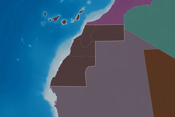 Zone Étendue Sahara Occidental Avec Contour Des Pays Frontières Internationales — Photo