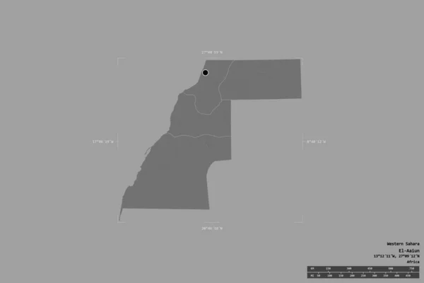 Nyugat Szahara Területe Szilárd Háttérrel Elszigetelve Egy Georeferált Határoló Dobozban — Stock Fotó