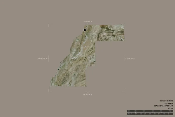Oblast Západní Sahary Izolovaná Pevném Pozadí Georeferenční Ohraničující Oblasti Hlavní — Stock fotografie