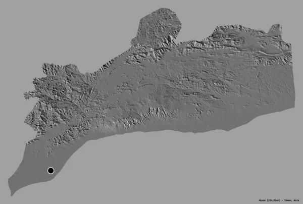 Forma Abyan Gobernación Yemen Con Capital Aislada Sobre Fondo Color — Foto de Stock