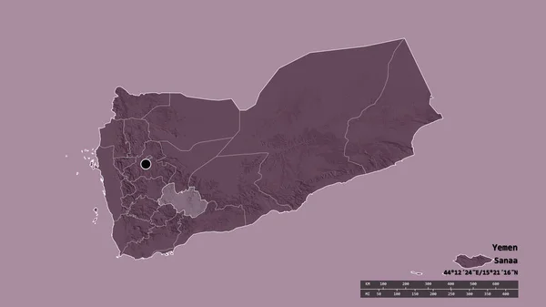 Обесцвеченная Форма Йемена Столицей Главным Региональным Отделением Отделенным Районом Аль — стоковое фото