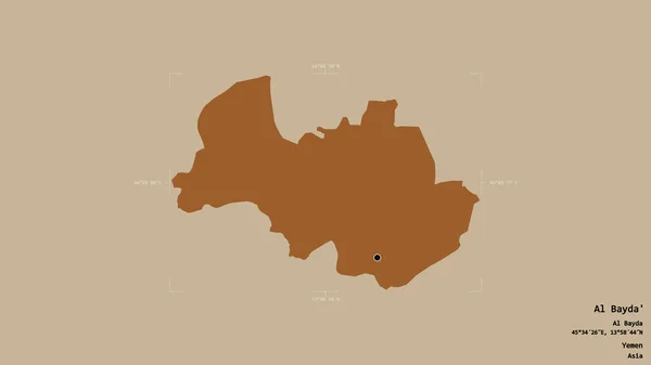 也门省Al Bayda 在一个地理参照框的坚实背景上被隔离 图形纹理的组成 3D渲染 — 图库照片