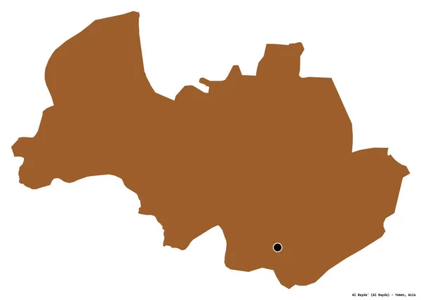 也门省Al Bayda的形状 其首都因白色背景而孤立 图形纹理的组成 3D渲染 — 图库照片