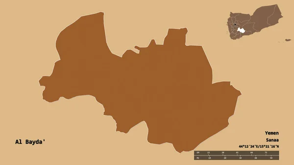 Форма Ель Бейда Провінції Ємен Столицею Ізольованою Твердому Тлі Масштаб — стокове фото