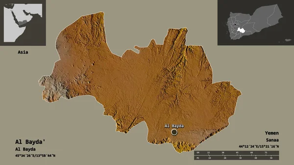 Shape Bayda Gobernación Yemen Capital Escala Distancia Vistas Previas Etiquetas — Foto de Stock