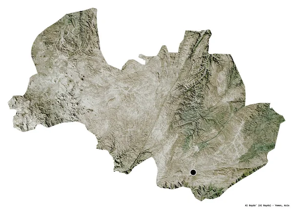 Форма Аль Байды Провинции Йемен Столицей Изолированной Белом Фоне Спутниковые — стоковое фото