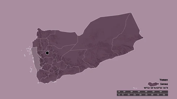 Обесцвеченная Форма Йемена Столицей Главным Региональным Отделением Отделенным Районом Аль — стоковое фото