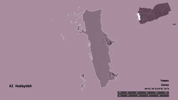 Forma Hudaydah Provincia Yemen Con Capital Aislada Sobre Sólido Fondo —  Fotos de Stock