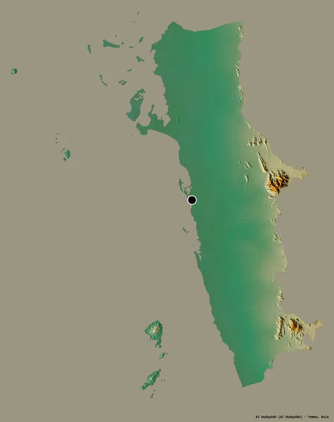 Forma Hudaydah Provincia Yemen Con Capital Aislada Sobre Fondo Color — Foto de Stock