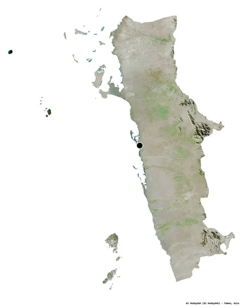 Forma Hudaydah Provincia Yemen Con Capital Aislada Sobre Fondo Blanco — Foto de Stock