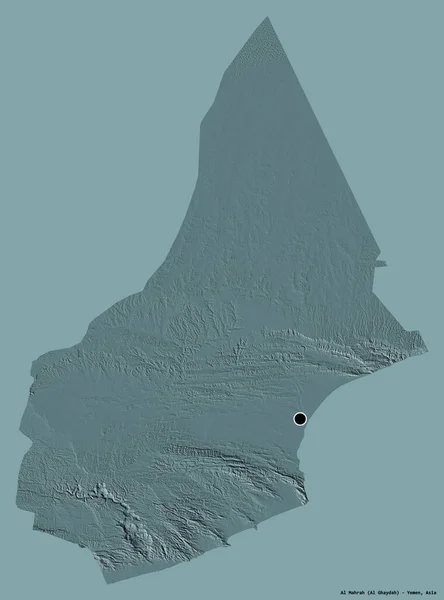 Forma Mahrah Governadoria Iêmen Com Sua Capital Isolada Fundo Cor — Fotografia de Stock