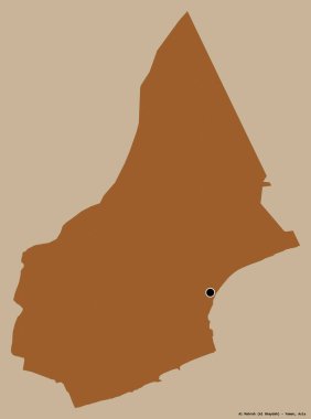 Al Mahrah 'ın şekli, Yemen valisi, başkenti koyu renk arka planda izole edilmiş. Desenli dokuların bileşimi. 3B görüntüleme