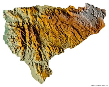 Al Mahwit 'in şekli, Yemen valisi, başkenti beyaz arka planda izole edilmiş. Topografik yardım haritası. 3B görüntüleme