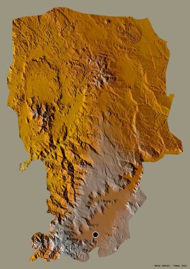 Amran 'ın şekli, Yemen valiliği, sermayesi koyu renk arka planda izole edilmiş. Topografik yardım haritası. 3B görüntüleme