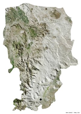 Amran 'ın şekli, Yemen valiliği, başkenti beyaz arka planda izole edilmiş. Uydu görüntüleri. 3B görüntüleme