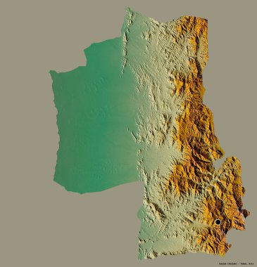 Yemen valisi Hajjah 'ın şekli, başkenti koyu renk arka planda izole edilmiş. Topografik yardım haritası. 3B görüntüleme