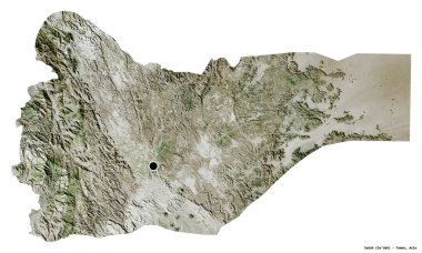 Beyaz arka planda başkenti izole edilmiş Yemen valisi Sadah 'ın şekli. Uydu görüntüleri. 3B görüntüleme