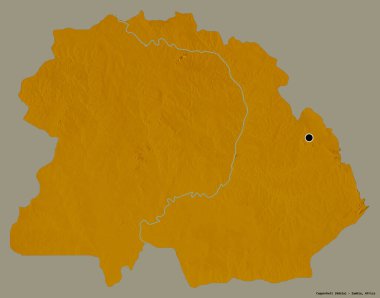 Zambiya 'nın başkenti koyu renk arka planda izole edilmiş bakır kemer şeklindedir. Topografik yardım haritası. 3B görüntüleme