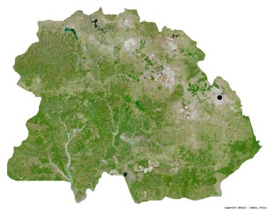 Bakır kemer şekli, Zambiya ili, başkenti beyaz arka planda izole edilmiş. Uydu görüntüleri. 3B görüntüleme