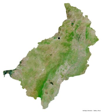 Zambiya 'nın Muchinga eyaleti, başkenti beyaz arka planda izole edilmiştir. Uydu görüntüleri. 3B görüntüleme