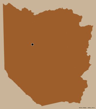 Batı 'nın şekli, Zambiya ili, başkenti katı renk arkaplanı ile izole edilmiş. Desenli dokuların bileşimi. 3B görüntüleme