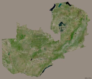 Zambiya 'nın sermayesi katı renk arkaplanı ile izole edilmiş şekli. Uydu görüntüleri. 3B görüntüleme