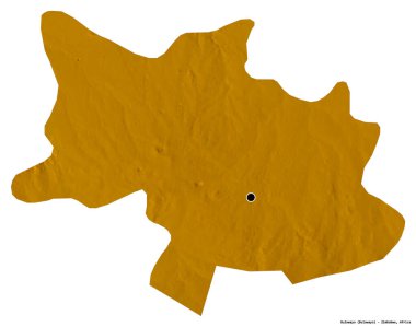 Beyaz arka planda başkenti izole edilmiş Bulawayo, Zimbabwe şehri. Topografik yardım haritası. 3B görüntüleme
