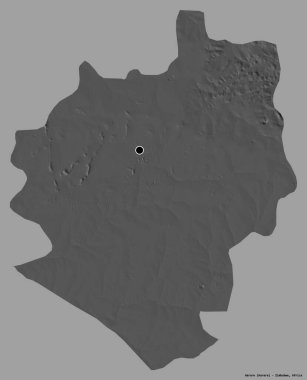 Harare 'nin şekli, Zimbabwe şehri, başkenti katı bir renk arkaplanı ile izole edilmiş. Çift seviyeli yükseklik haritası. 3B görüntüleme