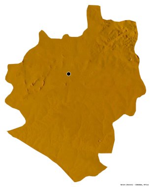 Beyaz arka planda başkenti izole edilmiş Harare, Zimbabwe şehri. Topografik yardım haritası. 3B görüntüleme