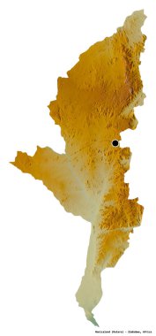 Manicaland, Zimbabve ili, başkenti beyaz arka planda izole edilmiştir. Topografik yardım haritası. 3B görüntüleme