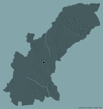Mashonaland East, Zimbabwe ili, başkenti katı renk arkaplanı ile izole edilmiştir. Renkli yükseklik haritası. 3B görüntüleme