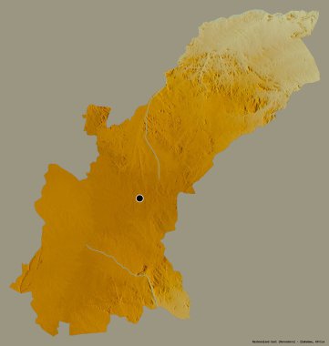 Mashonaland East, Zimbabwe ili, başkenti katı renk arkaplanı ile izole edilmiştir. Topografik yardım haritası. 3B görüntüleme