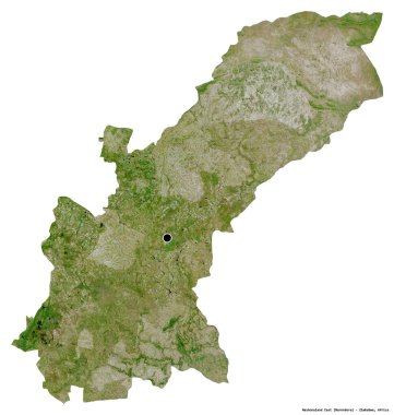 Mashonaland East, Zimbabwe ili, başkenti beyaz arka planda izole edilmiş. Uydu görüntüleri. 3B görüntüleme