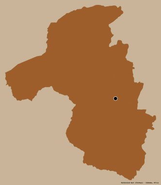 Zimbabve ili, Mashonaland Batı 'nın şekli, başkenti katı renk arkaplanı ile izole edilmiştir. Desenli dokuların bileşimi. 3B görüntüleme