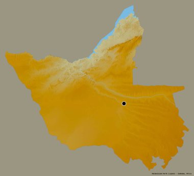 Matabeleland North, Zimbabwe eyaleti, başkenti katı renk arkaplanı ile izole edilmiştir. Topografik yardım haritası. 3B görüntüleme
