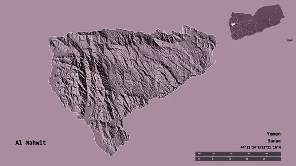 Форма Ель Махвіт Провінції Ємен Столицею Ізольованою Твердому Тлі Масштаб — стокове фото