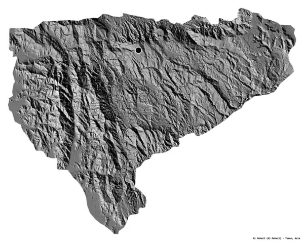 Forma Mahwit Governadoria Iêmen Com Sua Capital Isolada Fundo Branco — Fotografia de Stock