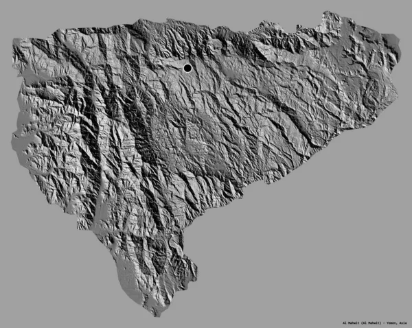 Form Mahwit Guvernör Jemen Med Dess Huvudstad Isolerad Solid Färg — Stockfoto